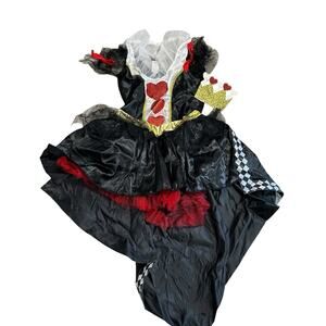 Evil Queen Of Hearts Dress and Hat Halloween Costume Glam Sexy Mini Dress Large